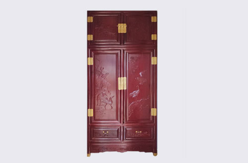 隆尧高端中式家居装修深红色纯实木衣柜
